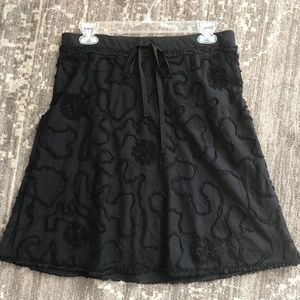 Max Studio Black Embroidered Lined Skirt sz S